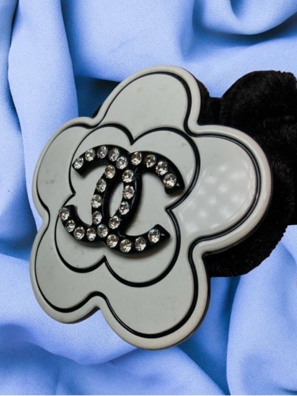 Chanel GWP VIP Black Hair Tie 1999 Old Stock Rhinestones